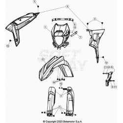 Garde-boue avant, ouies de radiateur et plaque phare BETA 350 RR 4T 2021 