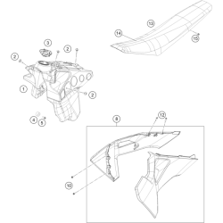 Réservoir, selle et ouïes HUSQVARNA 250 FE 4T 2023 