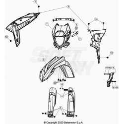 Garde-boue avant, ouies de radiateur et plaque phare BETA 125 RR 2T RACING 2023 